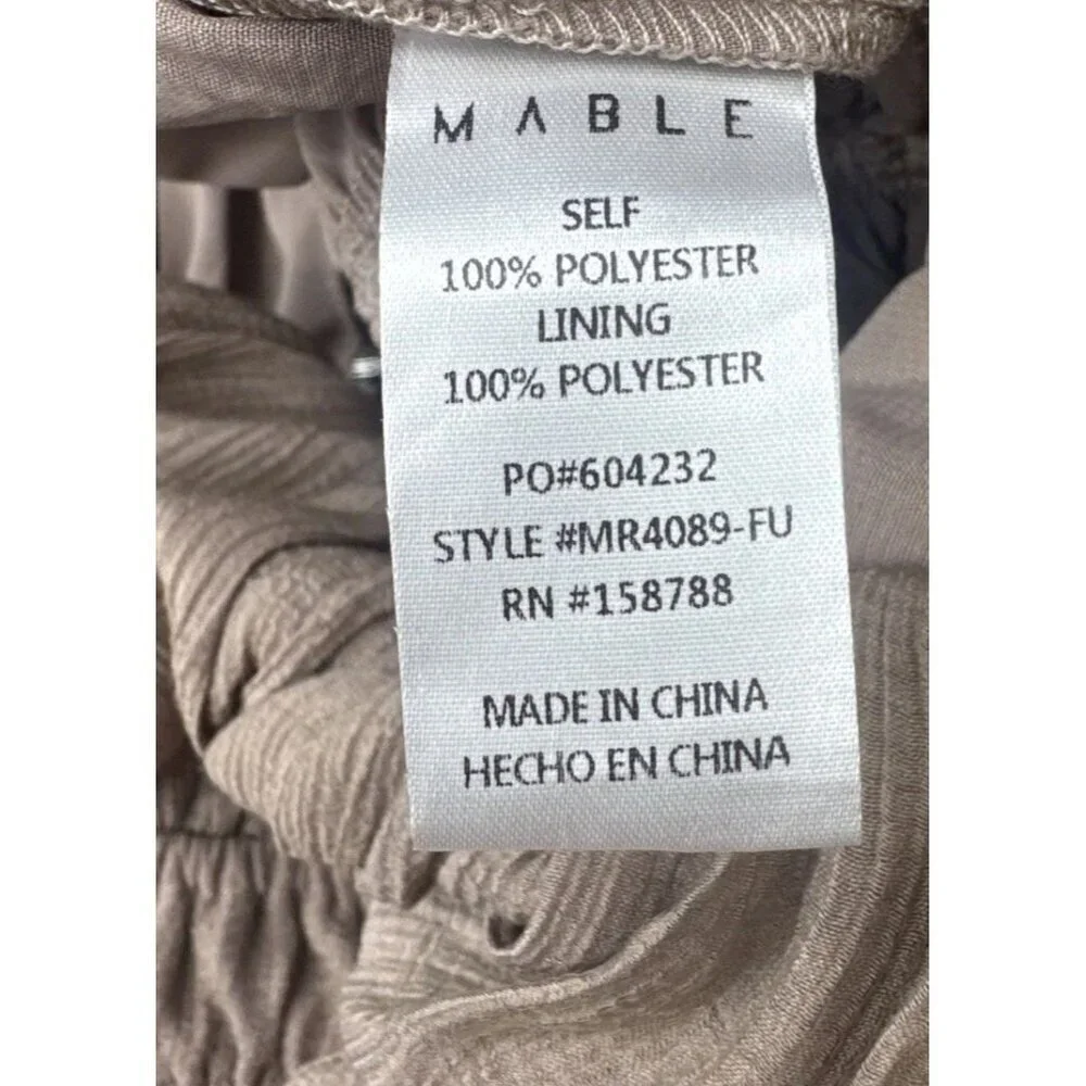 Mable Womens Beige Off Shoulder Puff Sleeve Romper Dress Sz M Boho Beach Peasant